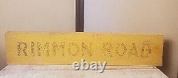 Rimmon Road sign wood 1900's old Mustard yellow paint antique automobilia wooden