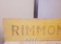 Rimmon Road sign wood 1900's old Mustard yellow paint antique automobilia wooden