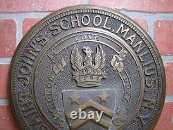 SAINT JOHN'S SCHOOL MANLIUS NY 1869 Antique Embossed Plaque Sign LOVE HONOR DUTY