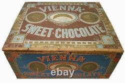 SCARCE VIENNA SWEET CHOCOLATE RUNKEL BROS NY INK STMPD WOOD BOX With2 PAPER LABELS