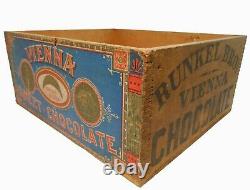 SCARCE VIENNA SWEET CHOCOLATE RUNKEL BROS NY INK STMPD WOOD BOX With2 PAPER LABELS