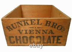 SCARCE VIENNA SWEET CHOCOLATE RUNKEL BROS NY INK STMPD WOOD BOX With2 PAPER LABELS