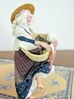 SIGNED Marcia Backstrom Miniature Dollhouse Doll Grandma Old Lady with Laundry m