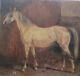 Small Antique Old Original Oil Painting Of A Horse Naive Style Folk Art Signed