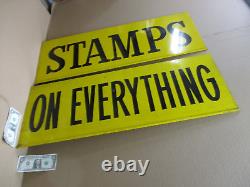 STAMPS ON EVERYTHING -2 Swinging Signs One Bid OLD-ORIGINAL From Highway Store