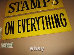 STAMPS ON EVERYTHING -2 Swinging Signs One Bid OLD-ORIGINAL From Highway Store