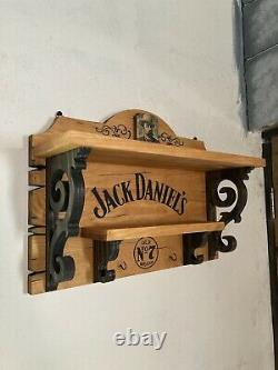 Saloon Jack Daniels Wooden Shelf Rack Whiskey Bar Tavern Old West Antique Look