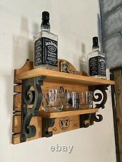 Saloon Jack Daniels Wooden Shelf Rack Whiskey Bar Tavern Old West Antique Look