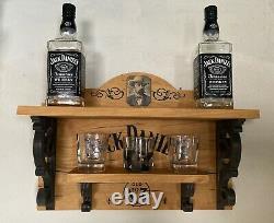 Saloon Jack Daniels Wooden Shelf Rack Whiskey Bar Tavern Old West Antique Look