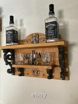 Saloon Jack Daniels Wooden Shelf Rack Whiskey Bar Tavern Old West Antique Look