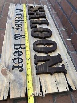 Saloon Tavern Whiskey Bar Wood Sign Old West Primitive Rustic Antique Look