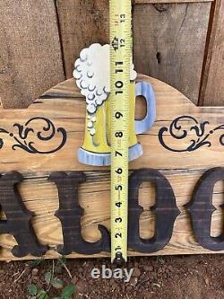 Saloon Wood Sign Rustic Whiskey Bar Beer Brew Tavern Old West Antique Look 30x12