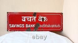 Savings Bank Post Office Antique Old Advt Tin Enamel Porcelain Sign Board G86