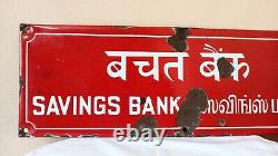 Savings Bank Post Office Antique Old Advt Tin Enamel Porcelain Sign Board G86