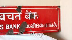 Savings Bank Post Office Antique Old Advt Tin Enamel Porcelain Sign Board G86