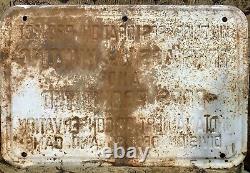 Scarce 100-year-Old Indiana DNR Embossed Steel Wildlife Restoration Project Sign