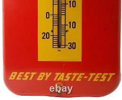 Scarce Royal Crown Cola Vint Litho'd Red/yellow Enml Tin Advertising Thermometer