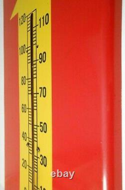 Scarce Royal Crown Cola Vint Litho'd Red/yellow Enml Tin Advertising Thermometer