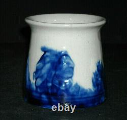 Short 3 Blue & White Old Sleepy Eye Sugar Bowl Stamped WSCO Illinois ILL