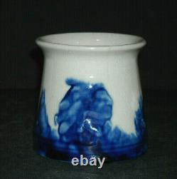 Short 3 Blue & White Old Sleepy Eye Sugar Bowl Stamped WSCO Illinois ILL