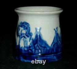 Short 3 Blue & White Old Sleepy Eye Sugar Bowl Stamped WSCO Illinois ILL