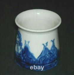 Short 3 Blue & White Old Sleepy Eye Sugar Bowl Stamped WSCO Illinois ILL