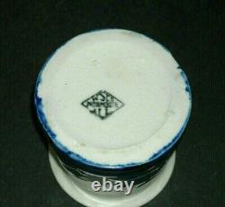 Short 3 Blue & White Old Sleepy Eye Sugar Bowl Stamped WSCO Illinois ILL