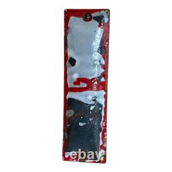 Showa Retro Enamel Emergency Sign 15x4.5cm Vintage Antique Old Goods