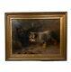 Signed Antique Dog Terrier Illustration Old Impressionist Vintage Oil Painting