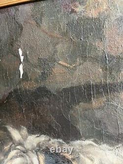 Signed Antique Dog Terrier Illustration Old Impressionist Vintage Oil Painting