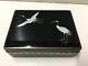 Signed Inaba Crane Bird Cloisonne Black Enamel Old Trinket Box The Nicest Design