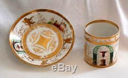 Signed, c1790 OLD PARIS CUP & SAUCER Perche (FRANCE) (3V3)