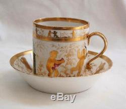 Signed, c1790 OLD PARIS CUP & SAUCER Perche (FRANCE) (3V3)