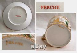 Signed, c1790 OLD PARIS CUP & SAUCER Perche (FRANCE) (3V3)