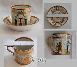 Signed, c1790 OLD PARIS CUP & SAUCER Perche (FRANCE) (3V3)