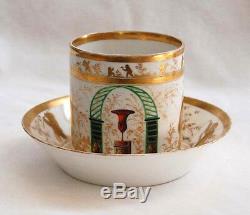 Signed, c1790 OLD PARIS CUP & SAUCER Perche (FRANCE) (3V3)