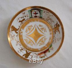 Signed, c1790 OLD PARIS CUP & SAUCER Perche (FRANCE) (3V3)