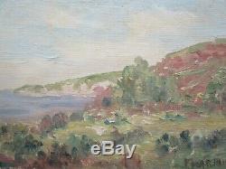 Small Gem Oil Painting Frederick Miner Antique Early Old California Coastal 1910