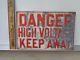 Steel Danger High Voltage Metal Sign Vintage Antique Electrician Mancave Old