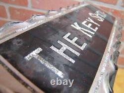 THE KEY SHOP Antique Reverse on Chip Scalloped Glass Advertising Sign ROG