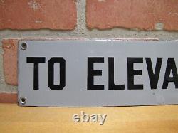 TO ELEVATOR ARROW Original Old Porcelain Sign Gray & Black Industrial Hardware