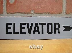 TO ELEVATOR ARROW Original Old Porcelain Sign Gray & Black Industrial Hardware