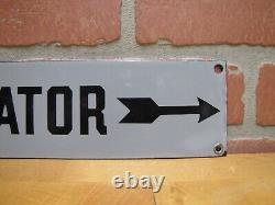 TO ELEVATOR ARROW Original Old Porcelain Sign Gray & Black Industrial Hardware