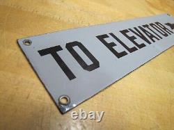 TO ELEVATOR ARROW Original Old Porcelain Sign Gray & Black Industrial Hardware