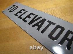 TO ELEVATOR ARROW Original Old Porcelain Sign Gray & Black Industrial Hardware