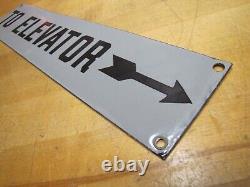 TO ELEVATOR ARROW Original Old Porcelain Sign Gray & Black Industrial Hardware