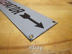 TO ELEVATOR ARROW Original Old Porcelain Sign Gray & Black Industrial Hardware