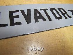 TO ELEVATOR ARROW Original Old Porcelain Sign Gray & Black Industrial Hardware