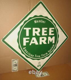 TREE FARM Diamond Shaped WOODEN 30.5 X 30.5 BIG & OLD & VINTAGE & ORIGINAL