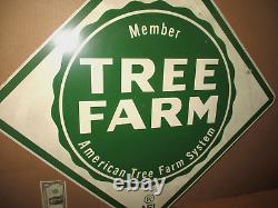TREE FARM Diamond Shaped WOODEN 30.5 X 30.5 BIG & OLD & VINTAGE & ORIGINAL